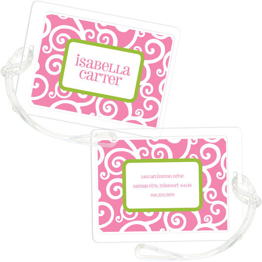 Bubblegum Joyful Swirls Luggage Tags